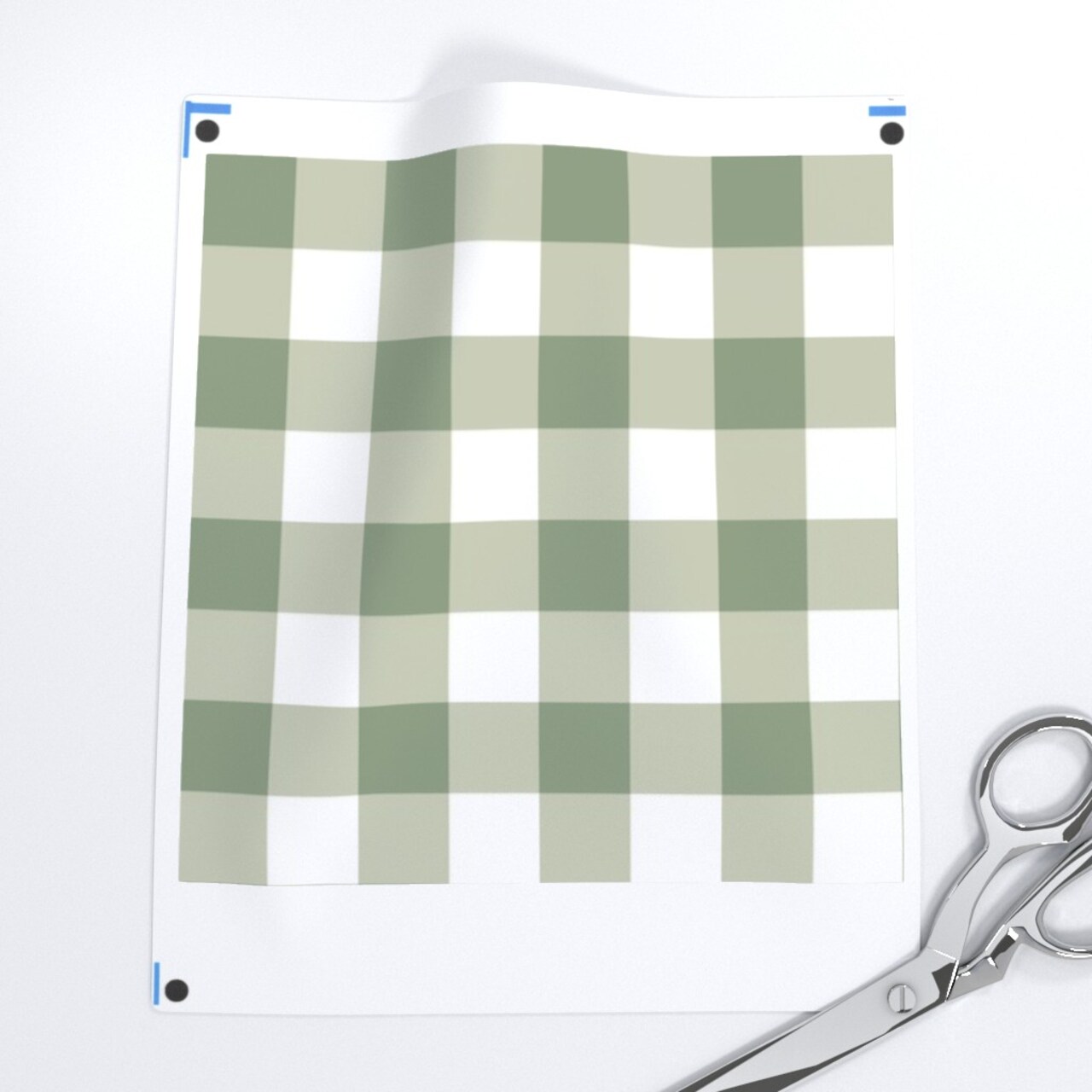 Traditional Plaid Sage Green Eucalyptus White Tartan Gingham Farmhouse Cottagecore Custom Printed Fabric by Spoonflower Various Fabrics by the Yard or Fat Quarter 7409582